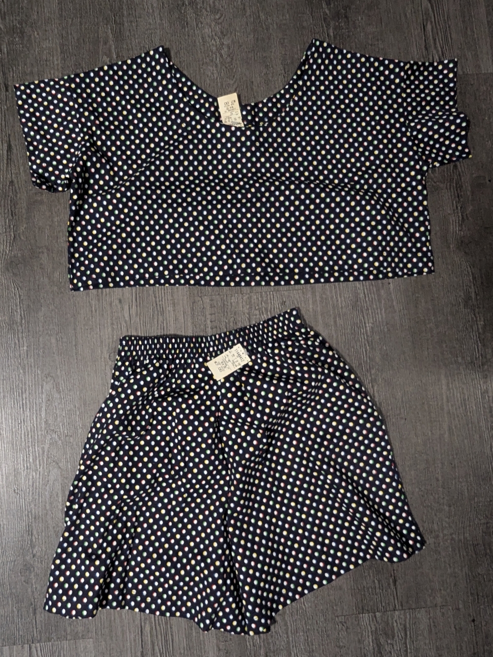 Vintage Unnecessary Objects LTD Two-piece Rainbow Polka Dot Size Small